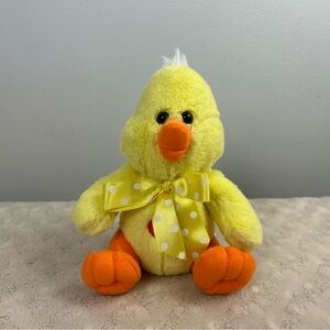 Giggles International Duck Chick Plush Stuffed Animal Yellow Orange Dot Bow
